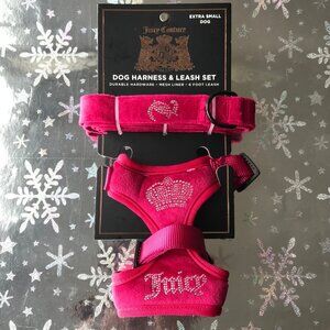 Juicy Couture Harness and Leash Set Mesh Liner Velour Pink  Extra Small